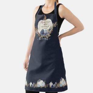 Fall White Pumpkin Rustic Blätter Navy Blue Flora Schürze