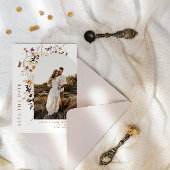 Fall Wild Blume Arch Foto QR Code Hochzeit Save The Date