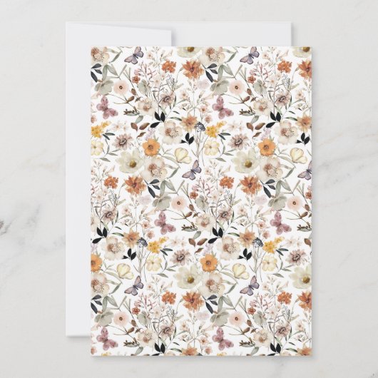 Fall Wild Blume Boho Kinderdusche Einladung (Rückseite)