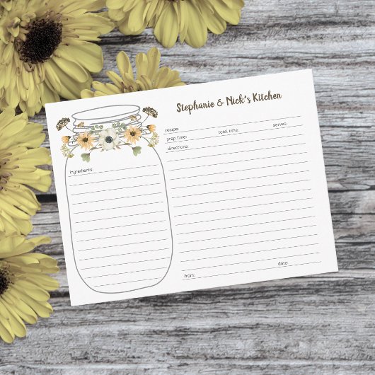 Fall Wildblume Bouquet Mason Jar Rezept Karte