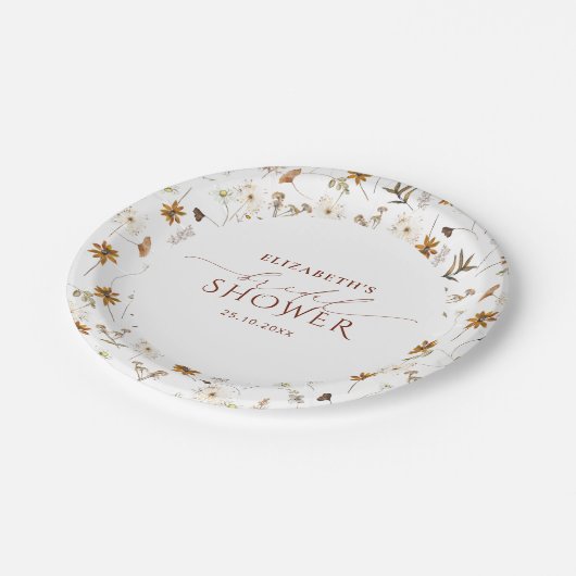 Fall Wildblume Elegantes Brautparty Pappteller (Schrägansicht)