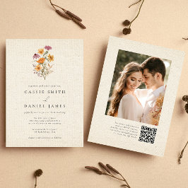 Fall Wildblume Garden Botanisches Foto Hochzeit QR Einladung