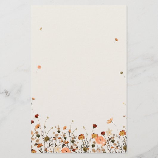 Fall Wildblume Garden Floral Boho Hochzeitsmenü (Rückseite)