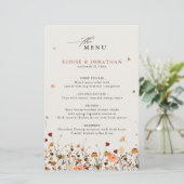 Fall Wildblume Garden Floral Boho Hochzeitsmenü (Stehend Vorderseite)