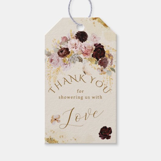 Fall Wildblume Gold Floral Baby Girl Dusche Geschenkanhänger (Vorderseite)