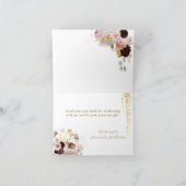 Fall Wildblume Gold Floral Brautparty Dankeskarte (Innenseite)