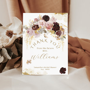 Fall Wildblume Gold Floral Brautparty Dankeskarte