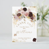 Fall Wildblume Gold Floral Brautparty Dankeskarte (Stehend Vorderseite)