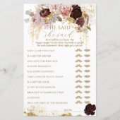 Fall Wildblume Gold Floral Brautparty Game (Vorderseite)