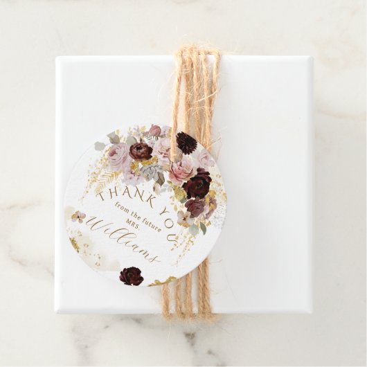 Fall Wildblume Gold Floral Brautparty Geschenkanhänger (Beispiel)