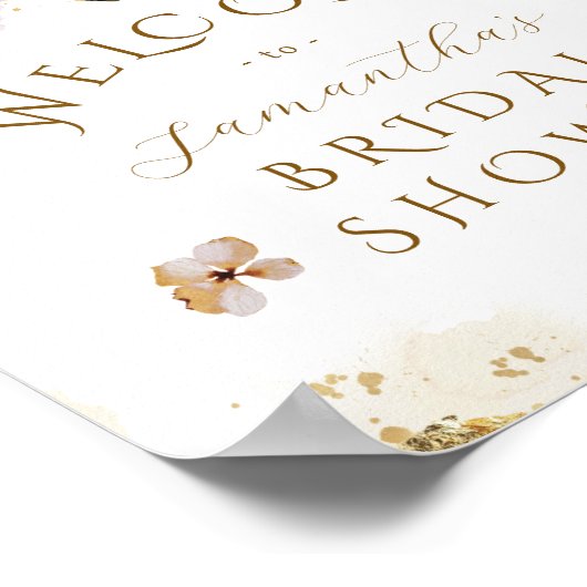 Fall Wildblume Gold Floral Brautparty Poster (Ecke)