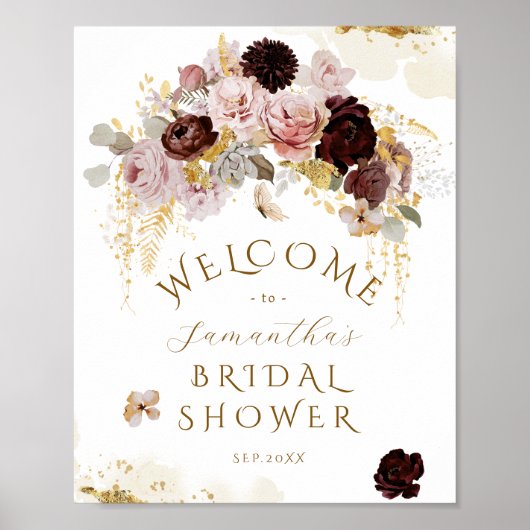 Fall Wildblume Gold Floral Brautparty Poster (Vorne)