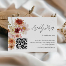 Fall-Wildblume-Hochzeitkarte Rsvp QR Karte