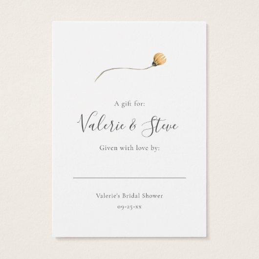 Fall Wildblume Kein Wrap Duschgeschenk-Tag (Rückseite)