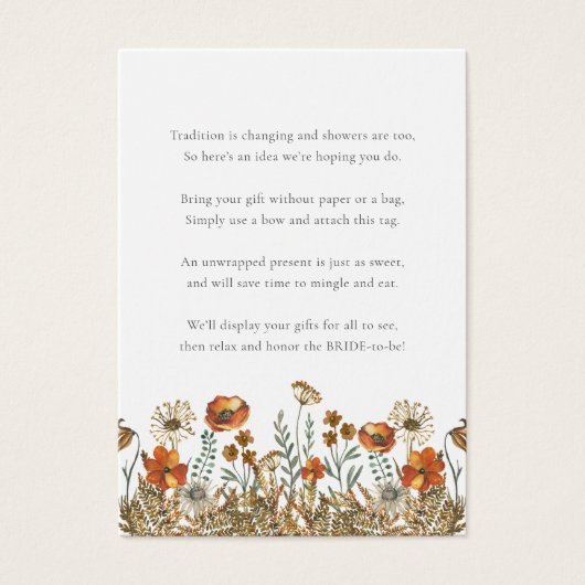 Fall Wildblume Kein Wrap Duschgeschenk-Tag (Vorderseite)