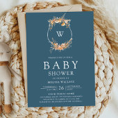 Fall Wildblume QR Code Dusty Blue Baby Shooter Einladung