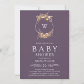Fall-Wildblume QR Code Dusty Lila Baby Shower Einladung (Vorderseite)