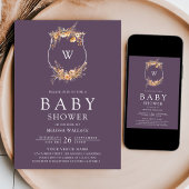 Fall-Wildblume QR Code Dusty Lila Baby Shower Einladung