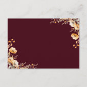 Fall Wildblume Wappen Burgundy Hochzeitdetails Begleitkarte (Rückseite)
