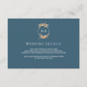 Fall Wildblume Wappen Dusty Blue Wedding Details Begleitkarte (Vorderseite)