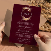Fall Wildblume Wappen QR Code Burgundy Hochzeit Einladung