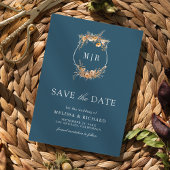 Fall Wildblume Wappen QR Code Dusty Blue Wedding Save The Date