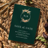 Fall Wildblume Wappen QR Code Emerald Wedding Save The Date