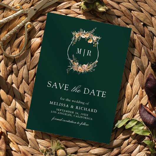 Fall Wildblume Wappen QR Code Emerald Wedding Save The Date