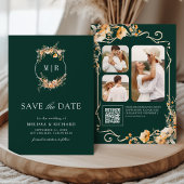 Fall Wildblume Wappen QR Code Emerald Wedding Save The Date