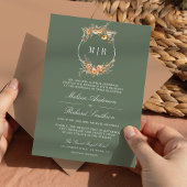 Fall Wildblume Wappen QR Code Sage Grüne Hochzeit Einladung