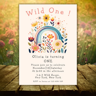 Fall Wildblume Wild Ein erster Geburtstag Einladun Einladung