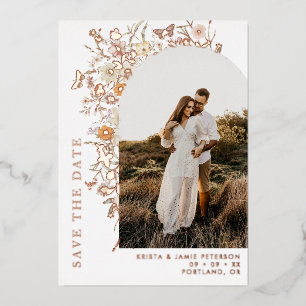 Fall Wildblumen Arch Foto Hochzeit Speichern Sie d Folieneinladung