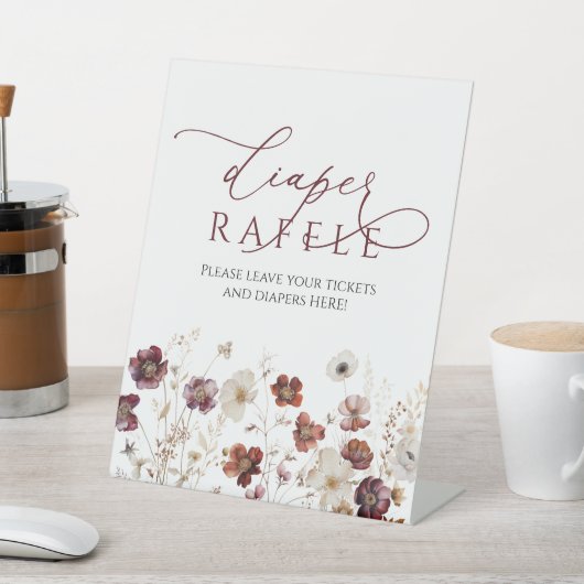 Fall Wildblumen Babydusche Windeln Raffle-Zeichen Sockelschild (In SItu)