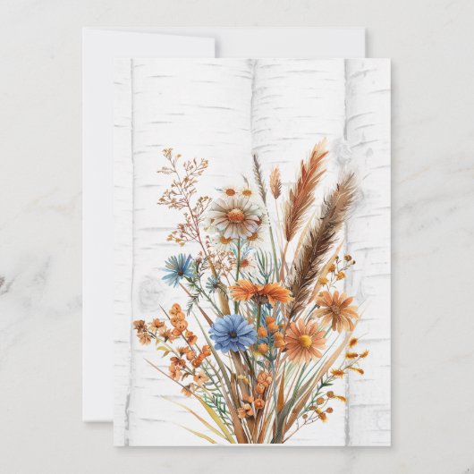 Fall Wildblumen Birch Tree Brautparty Game Einladung (Rückseite)