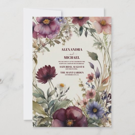 Fall Wildblumen Blumenhochzeit Einladung (Vorderseite)