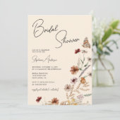 Fall Wildblumen Boho Brautparty Einladung (Stehend Vorderseite)