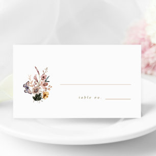 Fall Wildblumen Bouquet Wedding Escort Card Platzkarte