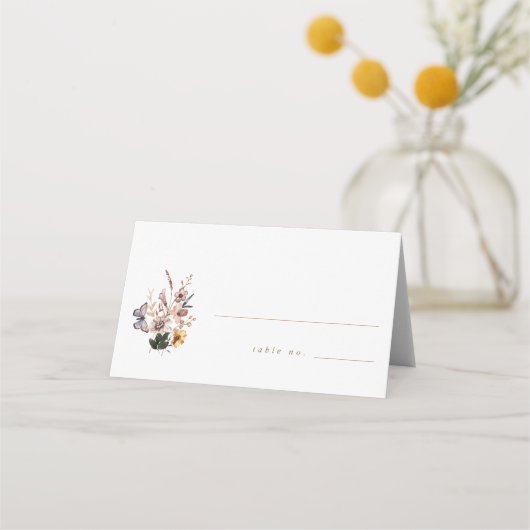 Fall Wildblumen Bouquet Wedding Escort Card Platzkarte (Vorderseite)
