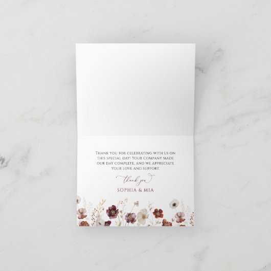 Fall-Wildblumen dank Karte (Innenseite)