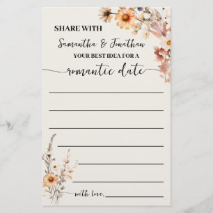 Fall-Wildblumen Datumsinfo-Idee-Shower-Karte freig Flyer