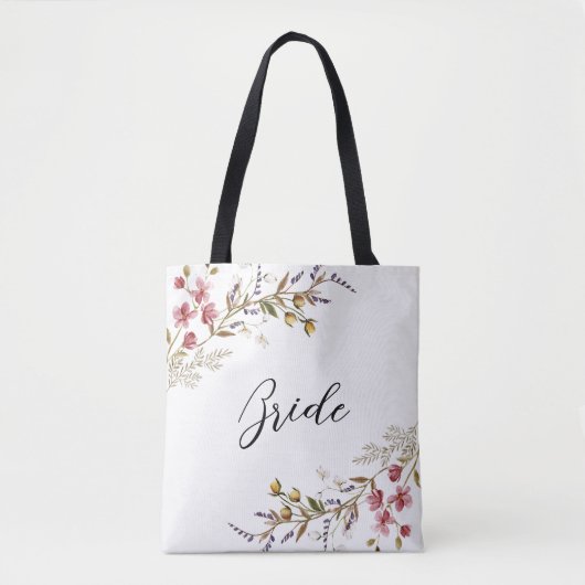 Fall Wildblumen Elegante Script Bride Tasche (Vorderseite)