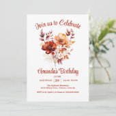 Fall Wildblumen Geburtstagsparty Einladung (Stehend Vorderseite)