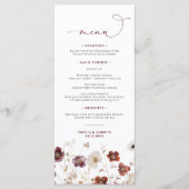 Fall-Wildblumen-Hochzeitmenü Menükarte (Vorderseite)