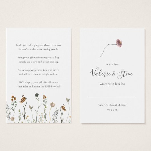 Fall-Wildblumen Kein Wrap-Duschgeschenk-Tag (Vorne & Hinten)