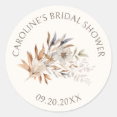 Fall Wildblumen Minimalistisches Brautparty Runder Aufkleber (Vorderseite)