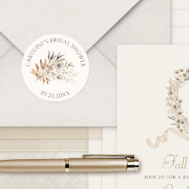 Fall Wildblumen Minimalistisches Brautparty Runder Aufkleber