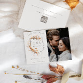 Fall Wildblumen Monogram Wappen QR Foto Hochzeit Save The Date