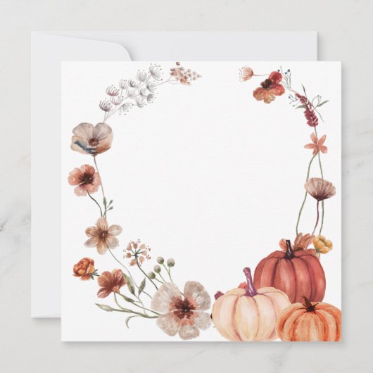 Fall Wildblumen Pumpkin ist auf dem Weg Babydusche Einladung (Rückseite)