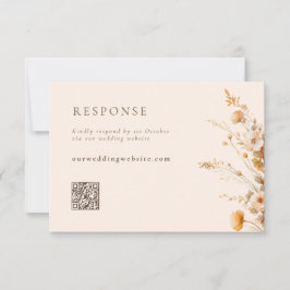 Fall-Wildblumen QR-Code Hochzeit RSVP Karte