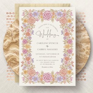 Fall Wildblumen Romantische Hochzeit Einladung